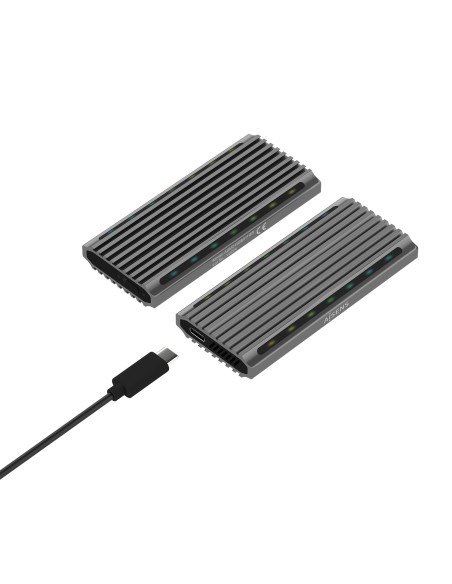 Caja Externa M.2 RGB Gaming ASM2-RGB011GR SATA/NVMe A USB3.1 Gen2, Gris