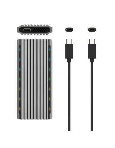 Caja Externa M.2 RGB Gaming ASM2-RGB011GR SATA/NVMe A USB3.1 Gen2, Gris