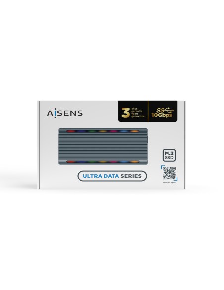 Caja Externa M.2 RGB Gaming ASM2-RGB011GR SATA/NVMe A USB3.1 Gen2, Gris
