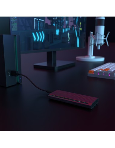 Caja Externa M.2 RGB Gaming ASM2-RGB011GR SATA/NVMe A USB3.1 Gen2, Gris