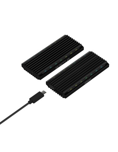 Caja Externa M.2 RGB Gaming ASM2-RGB012B SATA/NVMe A USB3.1 Gen2, Negra