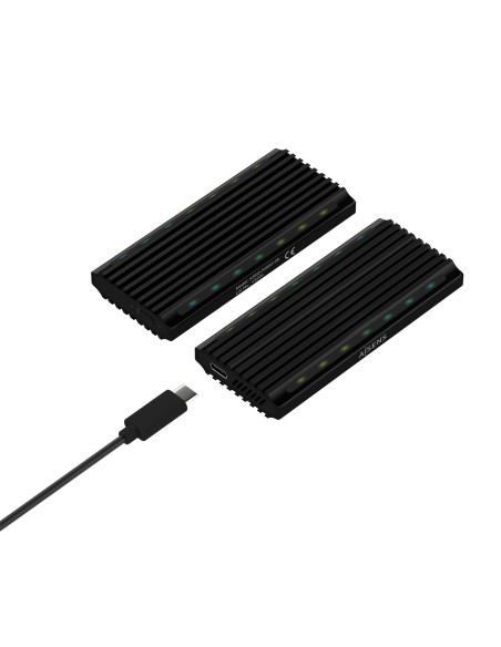 Caja Externa M.2 RGB Gaming ASM2-RGB012B SATA/NVMe A USB3.1 Gen2, Negra