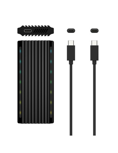 Caja Externa M.2 RGB Gaming ASM2-RGB012B SATA/NVMe A USB3.1 Gen2, Negra