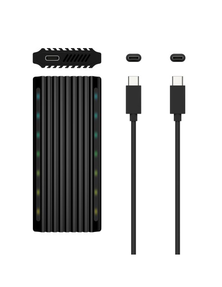 Caja Externa M.2 RGB Gaming ASM2-RGB012B SATA/NVMe A USB3.1 Gen2, Negra