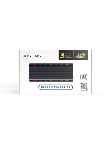 Caja Externa M.2 RGB Gaming ASM2-RGB012B SATA/NVMe A USB3.1 Gen2, Negra