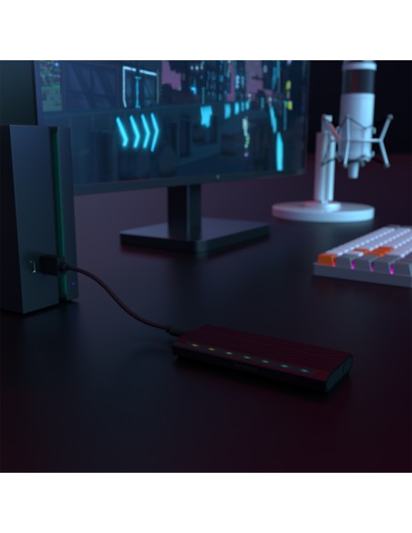 Caja Externa M.2 RGB Gaming ASM2-RGB012B SATA/NVMe A USB3.1 Gen2, Negra