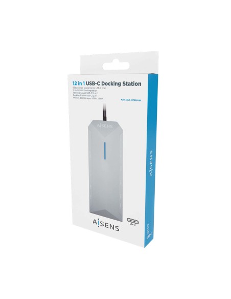 USB-C Dock 12 En 1, USB-C A 2xHDMI, 1xRJ45, 3xUSB-A, 2xUSB-C, 1xUSB-C PD, 1xAudio, 1xSD, 1xMicro SD, Gris, 30cm
