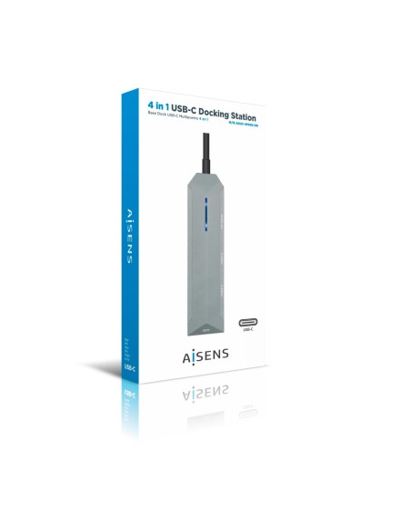 USB-C dock 4 en 1, USB-C a 1xHDMI, 2xUSB, 1xPD, Gris, 15 cm