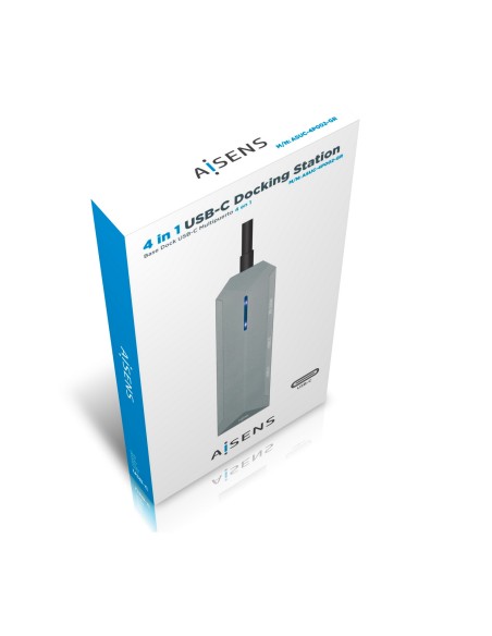 USB-C dock 4 en 1, USB-C a 1xHDMI, 2xUSB, 1xPD, Gris, 15 cm