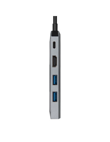 USB-C dock 5 en 1, USB-C a 1xHDMI, 1xRJ45, 2xUSB, 1xPD, Gris, 15 cm