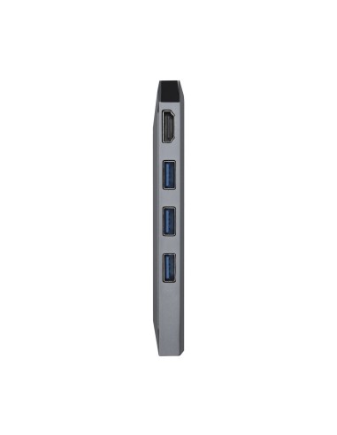 USB-C dock 8 en 1, USB-C a 1xHDMI, 1xRJ45, 3xUSB, 1xPD, 1xSD, 1xMicroSD, Gris, 15 cm