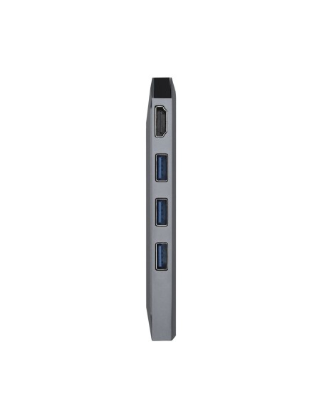 USB-C dock 8 en 1, USB-C a 1xHDMI, 1xRJ45, 3xUSB, 1xPD, 1xSD, 1xMicroSD, Gris, 15 cm