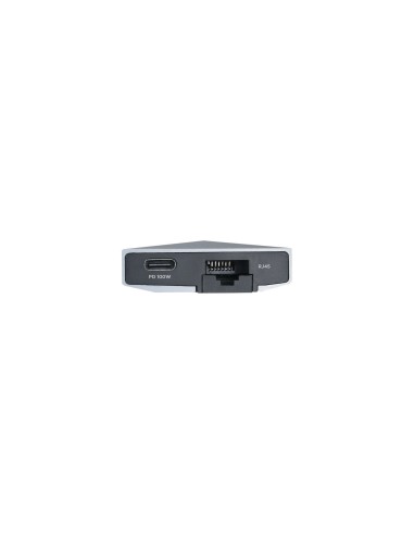 USB-C dock 8 en 1, USB-C a 1xHDMI, 1xRJ45, 3xUSB, 1xPD, 1xSD, 1xMicroSD, Gris, 15 cm