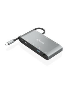 USB-C Dock 8 en 1, USB-C a 1xHDMI, 1xVGA, 1xRJ45, 2xUSB-A, 2xUSB-C 5G, 1xUSB-C PD, Gris, 20 cm 2