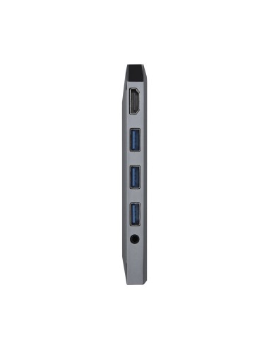 USB-C Dock 9 en 1, USB-C a 1x HDMI, 1xRJ45, 3x USB, 1x PD, 1x Audio, 1x SD, 1x Micro SD, Gris, 15 cm