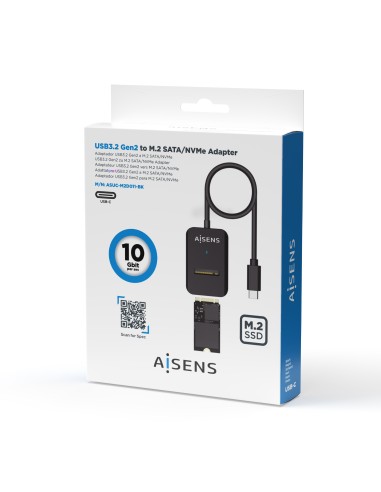 USB-C Dock M.2 (NGFF) ASUC-M2D011-BK SATA/NVMe A USB3.1 Gen2, Negra