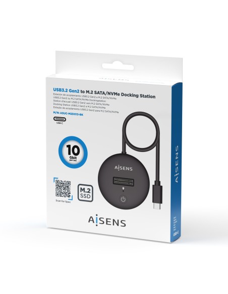 USB-C Dock M.2 (NGFF) ASUC-M2D013-BK SATA/NVMe A USB3.1 Gen2, Negra