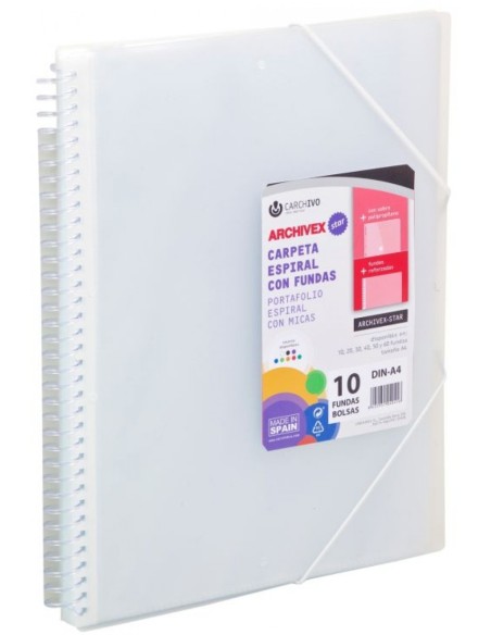 CARPETA 50 FUNDAS A4 ESPIRAL ARCHIVEX STAR TRANSPARENTE