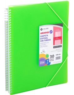 CARPETA 50 FUNDAS A4 ESPIRAL ARCHIVEX STAR VERDE CLARO