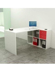 ARTEXPORT MESA ESCRITORIO HOME OFFICE CON LATERAL ESTANTERÍA DE 6 CUBOS TABLERO DE 22MM BLANCO