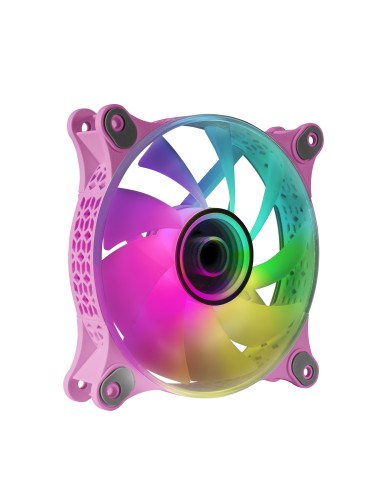 MF-3D Rosa, Ventilador ARGB 360° 12cm, Espejo Infinito 3D, Sistema Anti-vibraciones, Ultra-silencioso, Compatibilidad Total