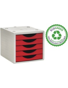 MODULO 5 CAJONES COLOR ROJO OPACO 323X234X38CM