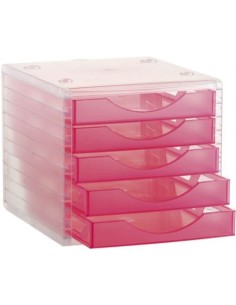 MODULO 5 CAJONES COLOR ROSA TRASLUCIDO 323X234X38CM