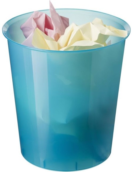 PAPELERA PLASTICO TRASLUCIDO AZUL MAR