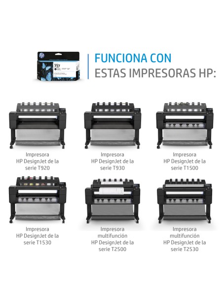 Cartucho de tinta DesignJet 727 negro mate de 130 ml