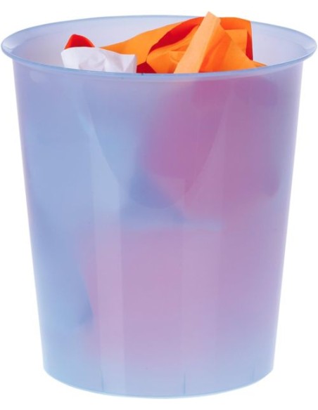 Papelera plastico traslucido azul