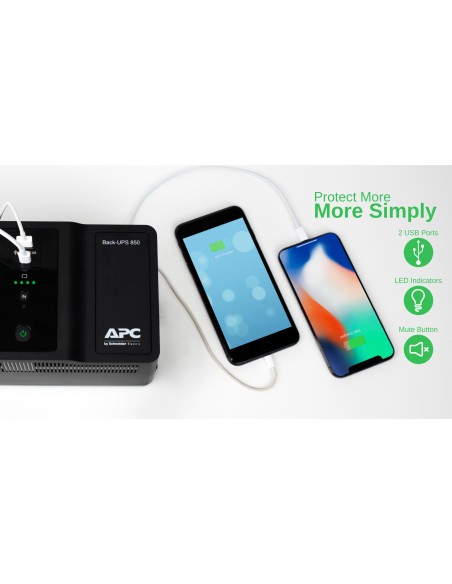 BE850G2-GR sistema de alimentación ininterrumpida (UPS) En espera (Fuera de línea) o Standby (Offline) 0,85 kVA 520 W 8 salidas