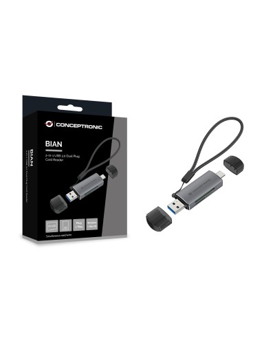 BIAN05G lector de tarjeta USB 3.2 Gen 1 (3.1 Gen 1) Type-A/Type-C Gris