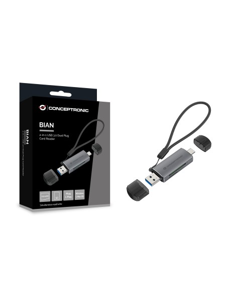 BIAN05G lector de tarjeta USB 3.2 Gen 1 (3.1 Gen 1) Type-A/Type-C Gris