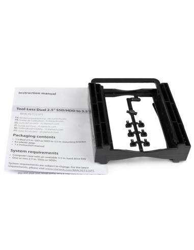 Bracket de Montaje para 2 Unidades de DD/SSD de 2,5" en Bahía de 3,5" - Sin herramientas