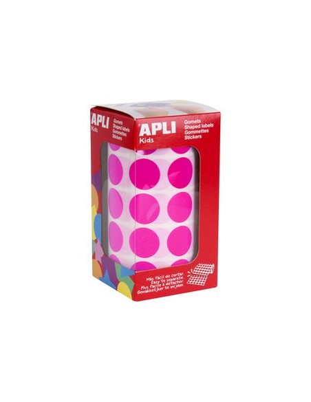 ROLLO GOMETS REDONDO FUCSIA AUTOADHESIVOS 20MM