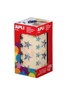 ROLLO GOMETS ESTRELLA HOLOGRAFICO PLATA AUTOADHESIVOS