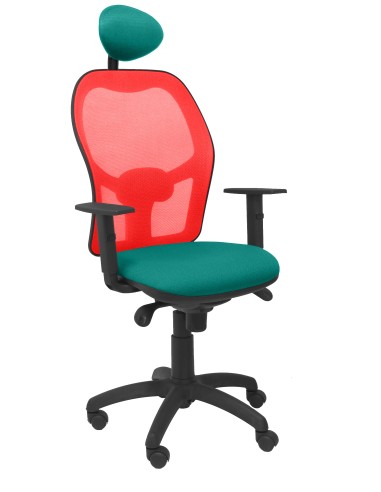 Silla Jorquera malla roja asiento bali verde claro con cabecero fijo