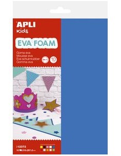 BLISTER 10 LAMINAS GOMA EVA COLORES SURTIDOS 210X297X2MM