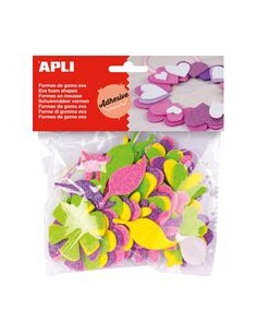 BOLSA 48 FLORES DE GOMA EVA ADHESIVA CON PURPURINA