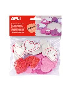 BOLSA 52 CORAZONES GOMA EVA ADHESIVO SURTIDO