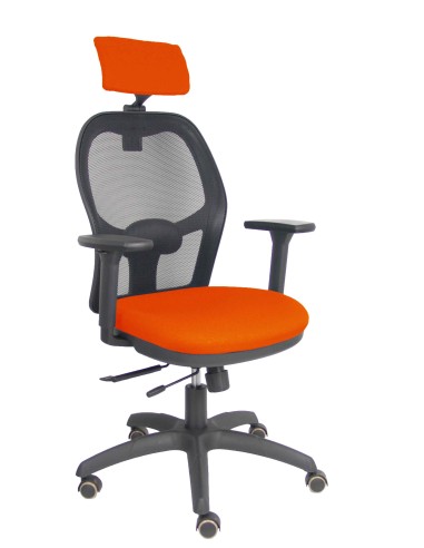 Silla Jorquera traslack malla negra asiento bali naranja brazos 3D cabecero regulable