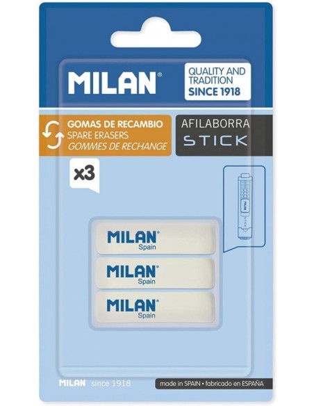 BLISTER 3 GOMAS RECAMBIO PARA AFILABORRA MILAN STICK