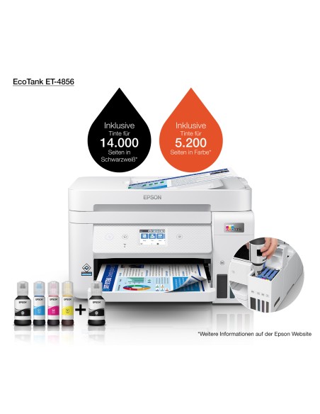 EcoTank Impresora multifunción ET-4856 A4 con depósito de tinta, conexión Wi-Fi