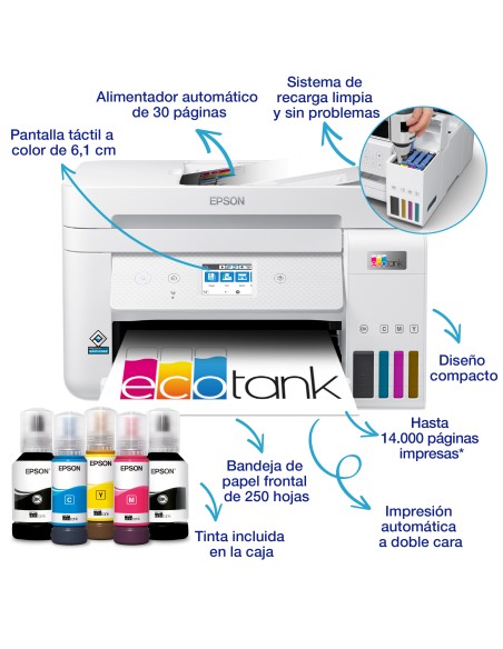 EcoTank Impresora multifunción ET-4856 A4 con depósito de tinta, conexión Wi-Fi
