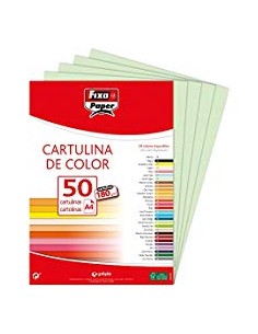 Paq 50 cartulinas fixo a4 180g verde agua