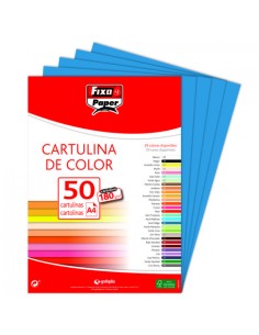 Paq 50 cartulinas fixo a4 180g azul indigo