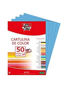 PAQ 50 CARTULINAS FIXO A4 180G AZUL MALDIVAS