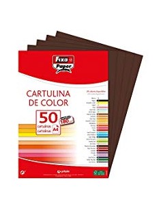 Paq 50 cartulinas fixo a4 180g marron chocolate