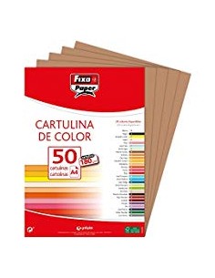 PAQ 50 CARTULINAS FIXO A4 180G MARRON CANELA