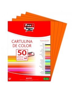 PAQ 50 CARTULINAS FIXO A4 180G NARANJA